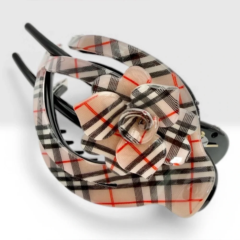 Plaid Flower Hair Clip - Picture 7 of 7